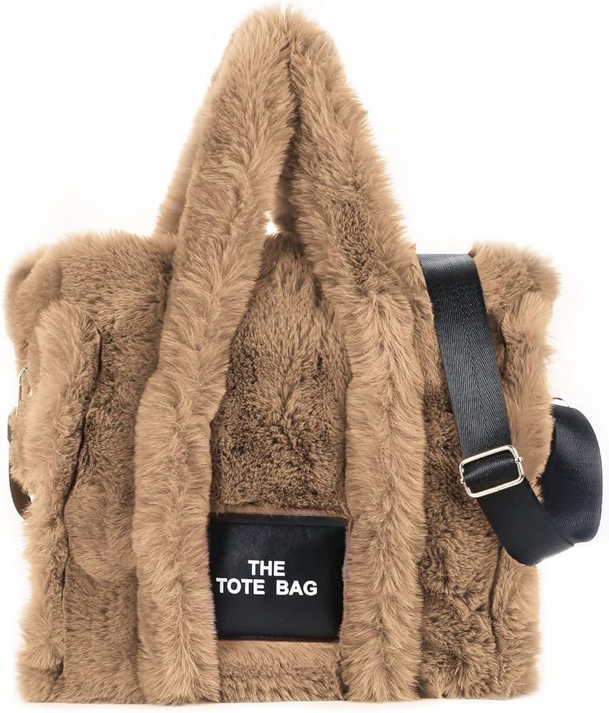 JQAliMOVV The Tote Bags for Women, Fluffy Tote Bags Top-Handle Crossbody Handbag Trendy Plush Tot... | Amazon (US)
