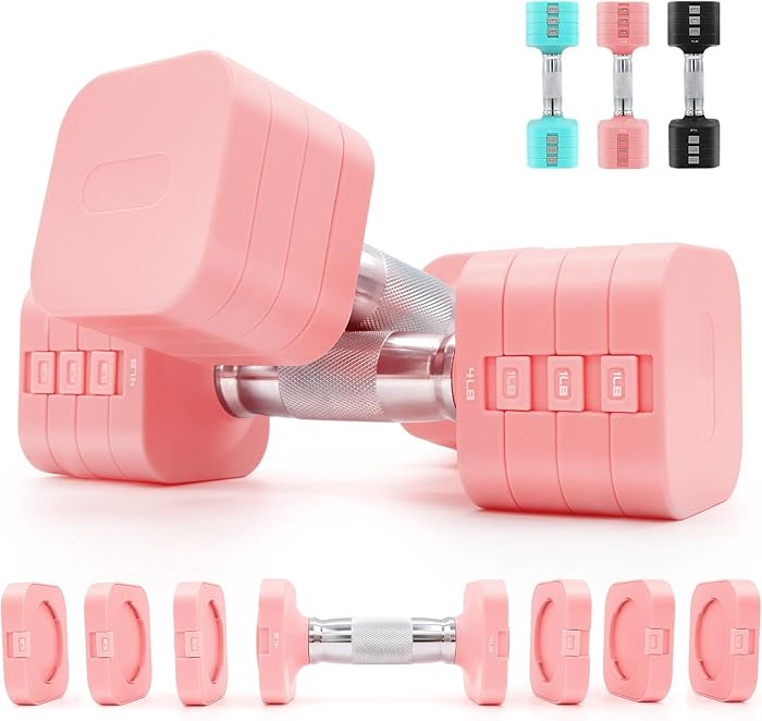 20LBS Adjustable Dumbbell Set, 4 in 1 Free Weights Dumbbells Set for,4lb 6lb 8lb 10lb, with Metal... | Amazon (US)
