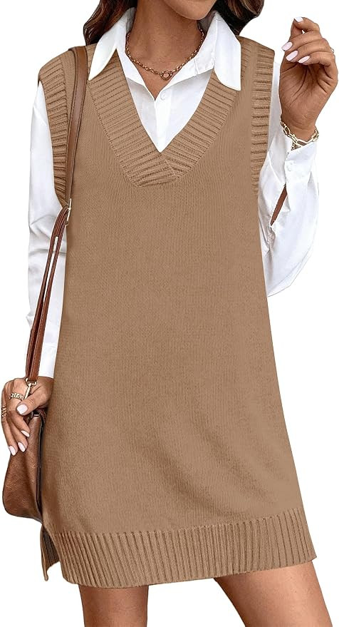 Zeagoo Womens Tank Sweater Dress Sweater Vest Knitted Pullovers Sweaters 2025 | Amazon (US)