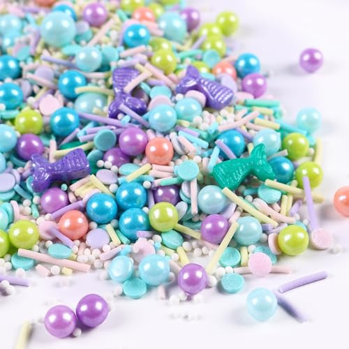Edible Mermaid Sprinkles for Cake Decorating, Mermaid Cupcake Decorations, Pearl Sprinkles, Jimmy for Cupcakes, Cookies, Chocolate, Candy, and Ice Cream Topping(120g/4.23oz) | Amazon (US)