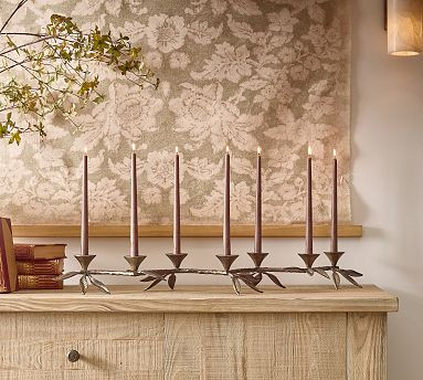 Botanical Forged Iron Candle Holder Centerpiece | Pottery Barn (US)