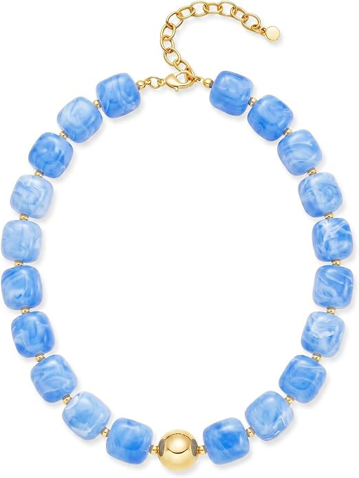 Chunky Colorful Beaded Choker Necklace for Women, Summer Beach Statement Resin Beads Necklace, Tr... | Amazon (US)