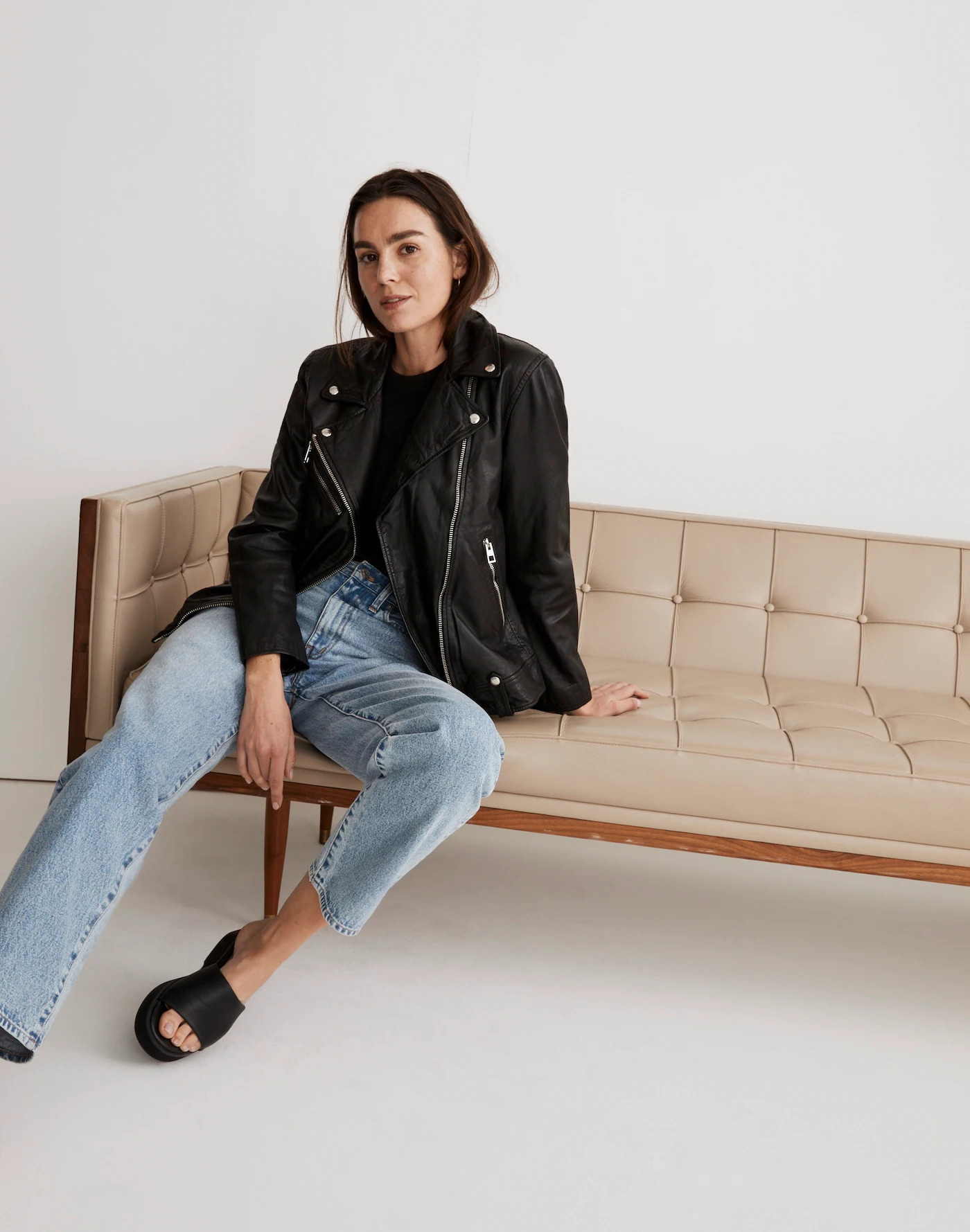 Washed Leather Oversized Motorcycle Jacket | Madewell | Madewell