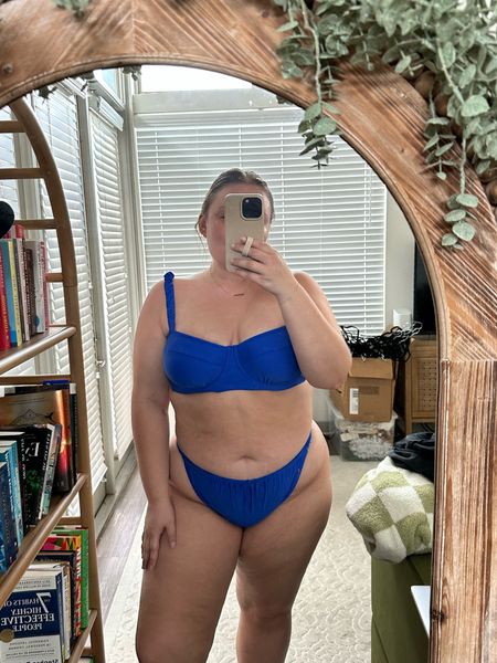 Cobalt blue plus size bikini! LOVE this fit - wearing size 18 in top and going to size up to a 1X in bottoms (wearing size X here) love that you can make them as cheeky or as not cheeky as you want! And the whole thing is on sale for under $30 rn!

#LTKswim #LTKfindsunder50 #LTKxTarget