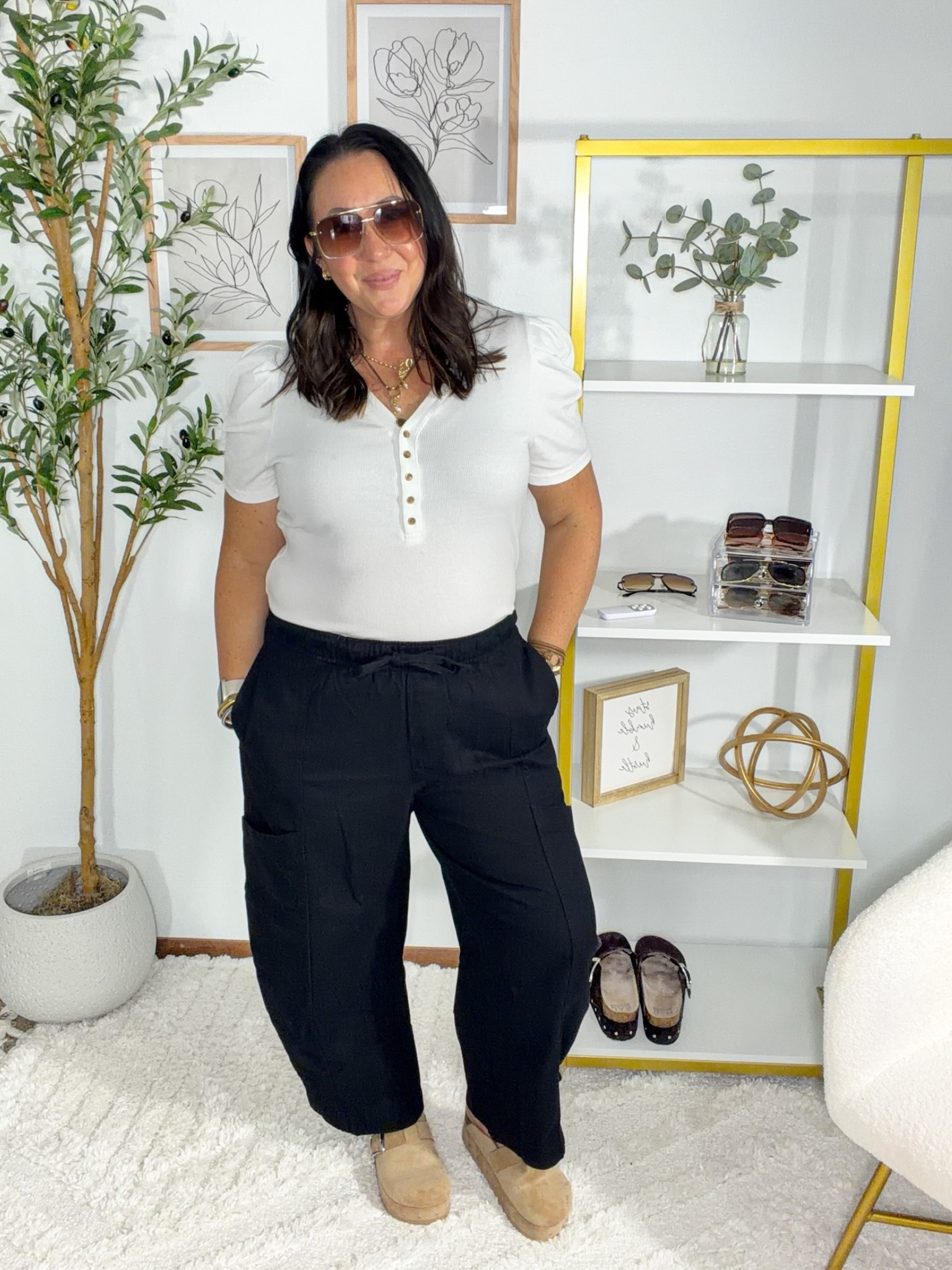These new barrel leg ankle pants look similar to the ones at Gap but they’re a lot more affordable!  Wearing s large regular! XL top.

#LTKMidsize #LTKSaleAlert #LTKOver40