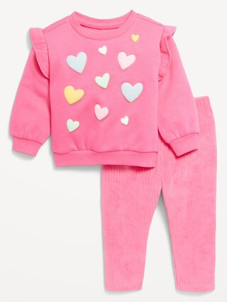 Ruffled French Terry Sweatshirt and Corduroy Leggings Set for Baby | Old Navy (US)