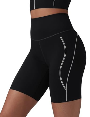 baleaf Freeleaf Broadway Shorts for Women Biker Dance Yoga Workout Gym Runningl, High Waist Tummy Control Short Pants with Pockets 8", Black XS | Amazon (US)