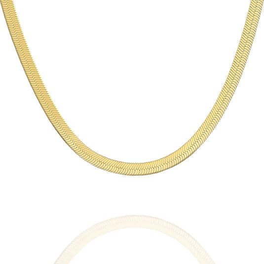 PAVOI Italian Solid 925 Sterling Silver, 22K Gold Plated Chain Necklaces | Snake, Square Box, Cab... | Amazon (US)