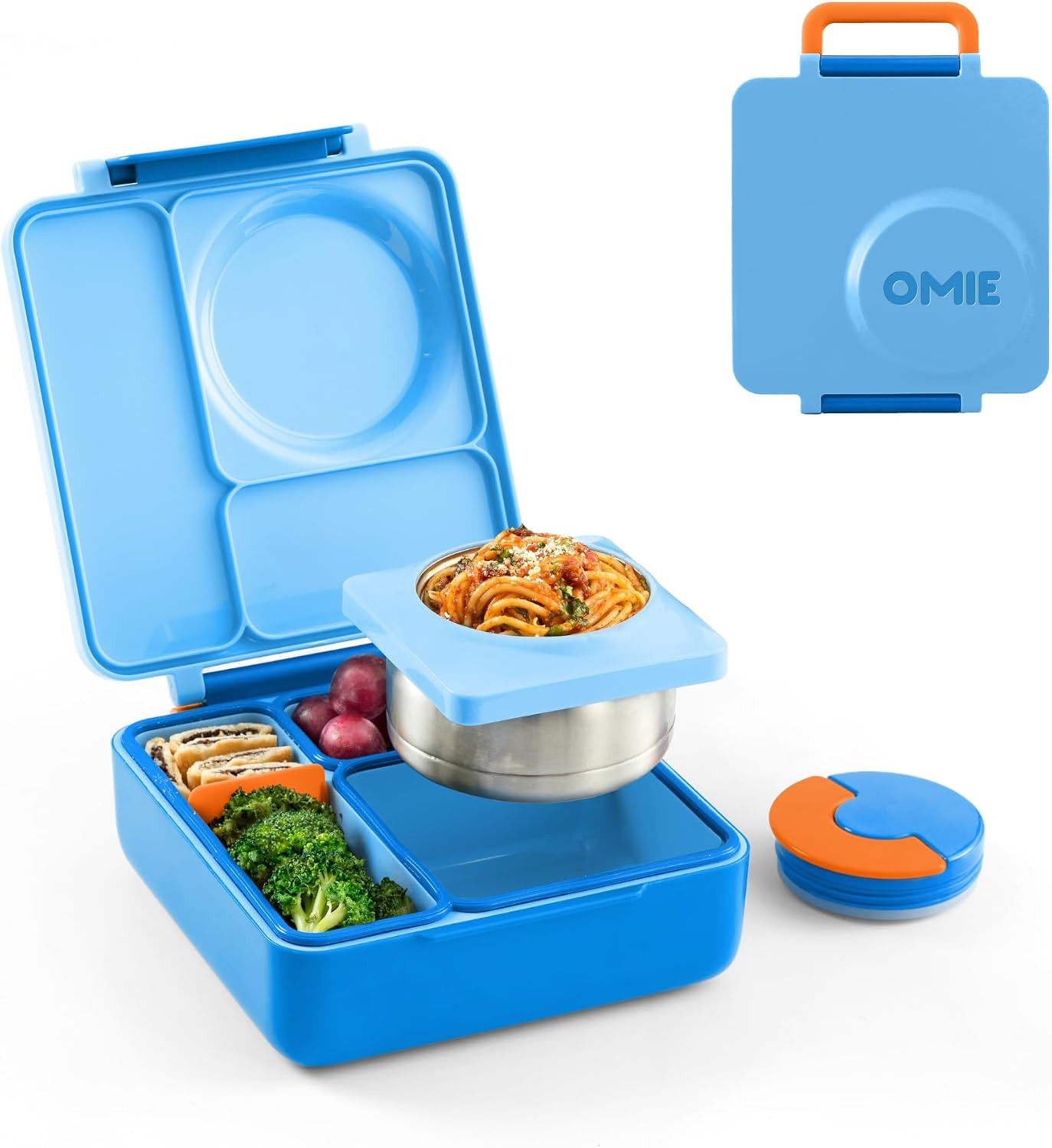 OmieBox Bento Box for Kids - Insulated Lunch Box with Leak Proof Thermos Food Jar - 3 Compartments, Two Temperature Zones (Sky Blue) (Single) (Packaging May Vary) | Amazon (US)