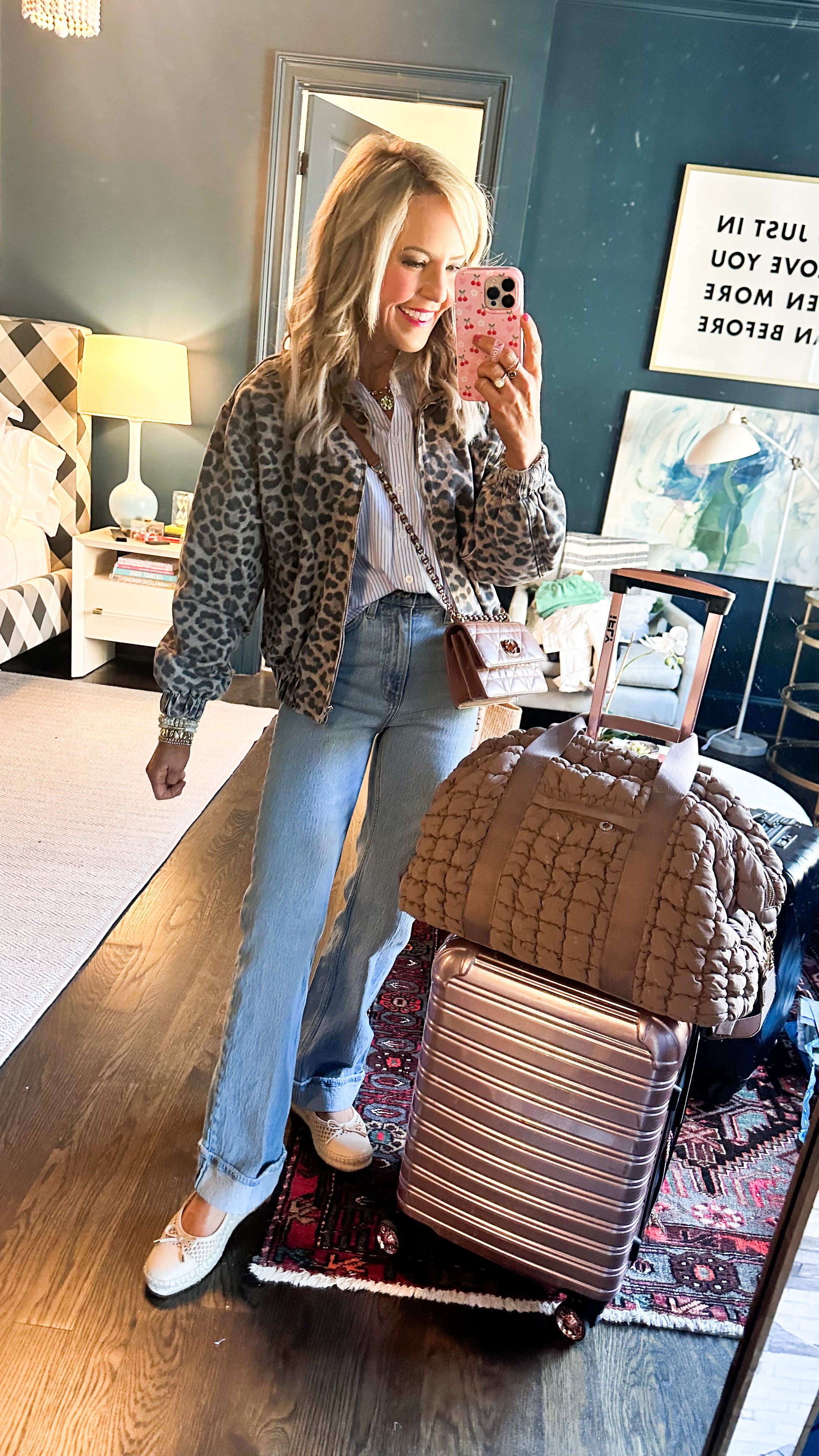 travel attire | wearing XS in top (natasha15 for 15% off), XS in jacket, size 24 in denim, jewels 25% off (natasha25) and size 7 in shoes | 

#LTKSeasonal #LTKTravel #LTKStyleTip