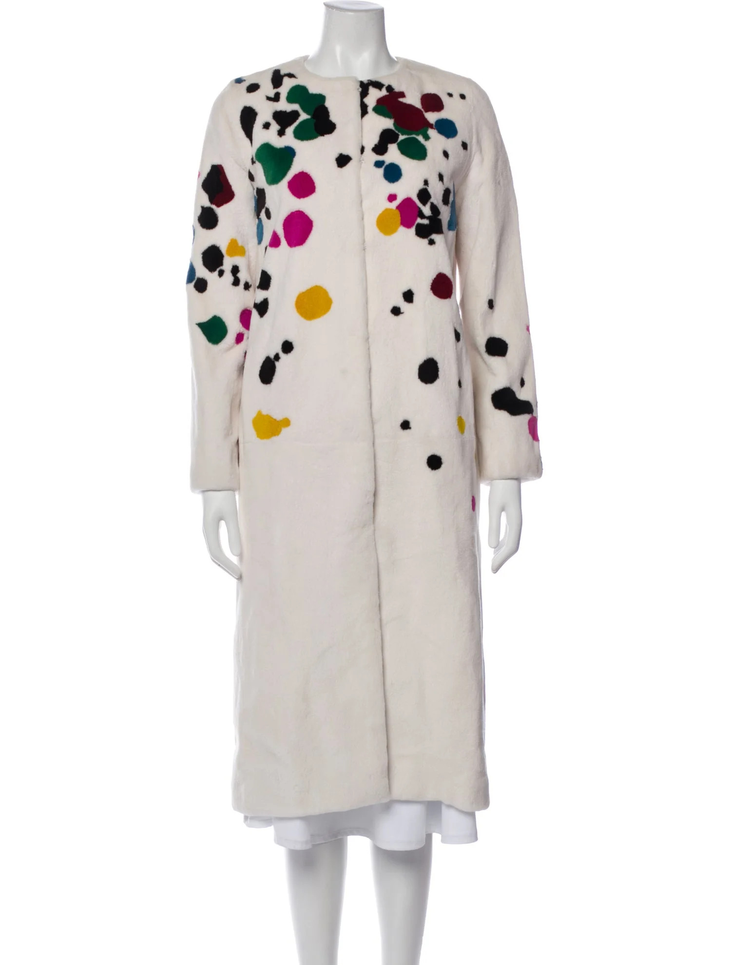 Silk Polka Dot Print Faux Fur Coat | The RealReal