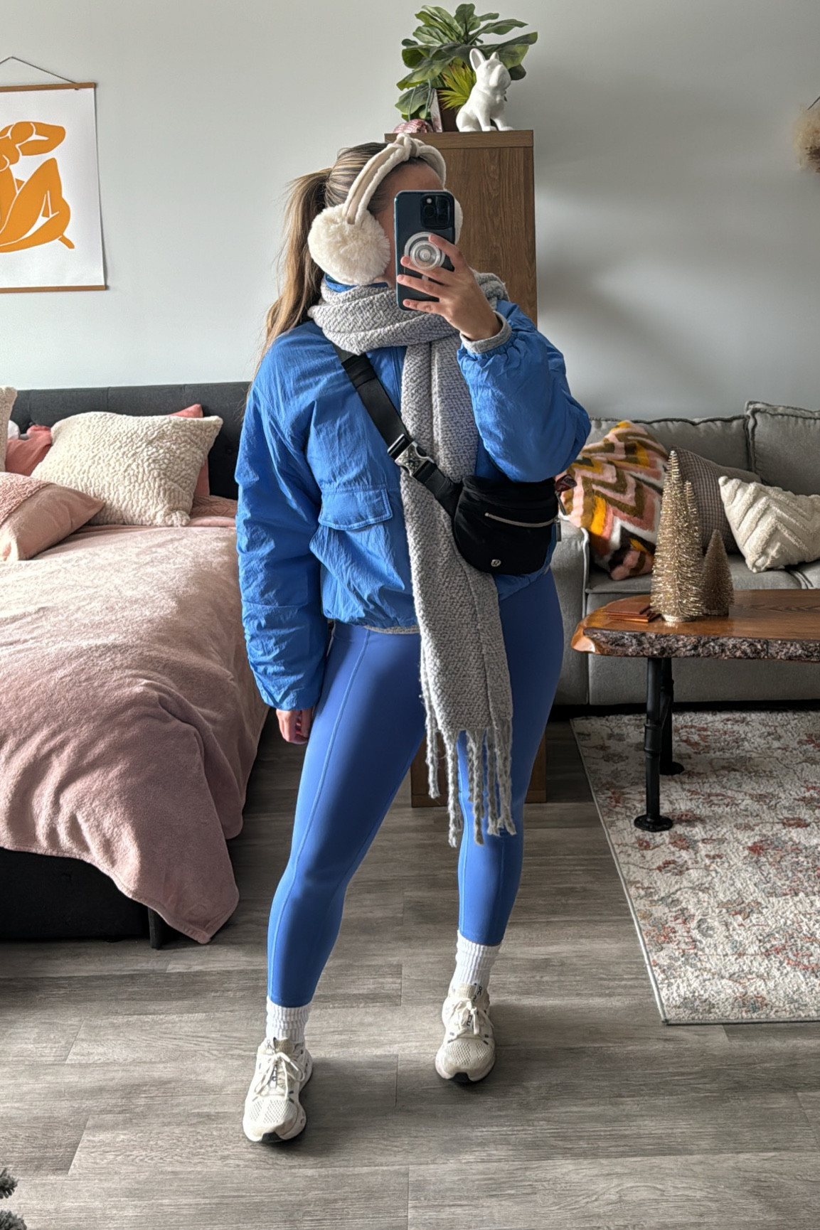 Baby it’s cold outside
Jacket - s
Onesie - m
Sneakers - true to size