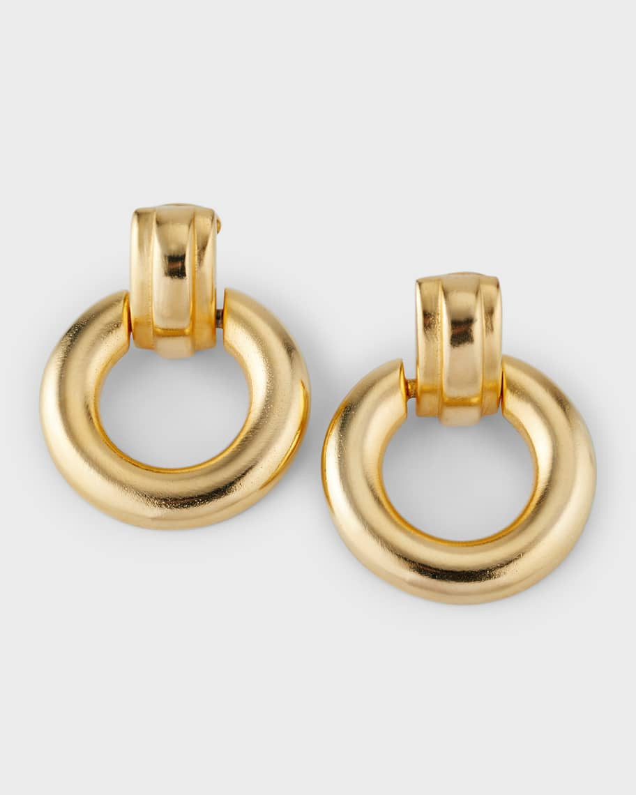 24k Gold Electroplated Drop Hoop Earrings | Neiman Marcus