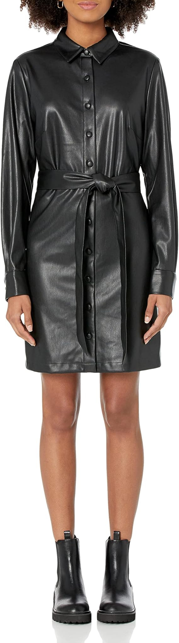The Drop Women's Sam Vegan Leather Shirtdress | Amazon (US)