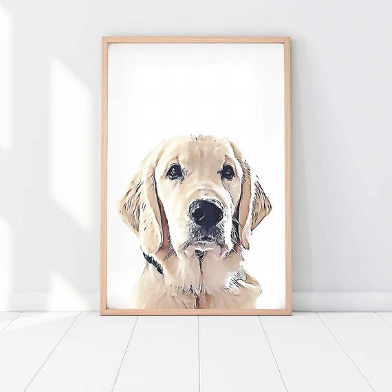 Custom Pet Portrait From Photo in Peekaboo Print Style. | Etsy | Etsy (US)