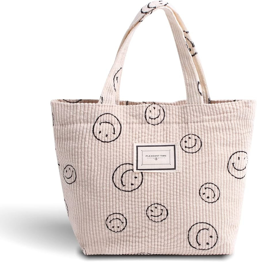 Corduroy Smiley Lunch Bag for Girls Lunch Box Insulated Cute Lunch Bags for Women Insulated Lunch... | Amazon (US)
