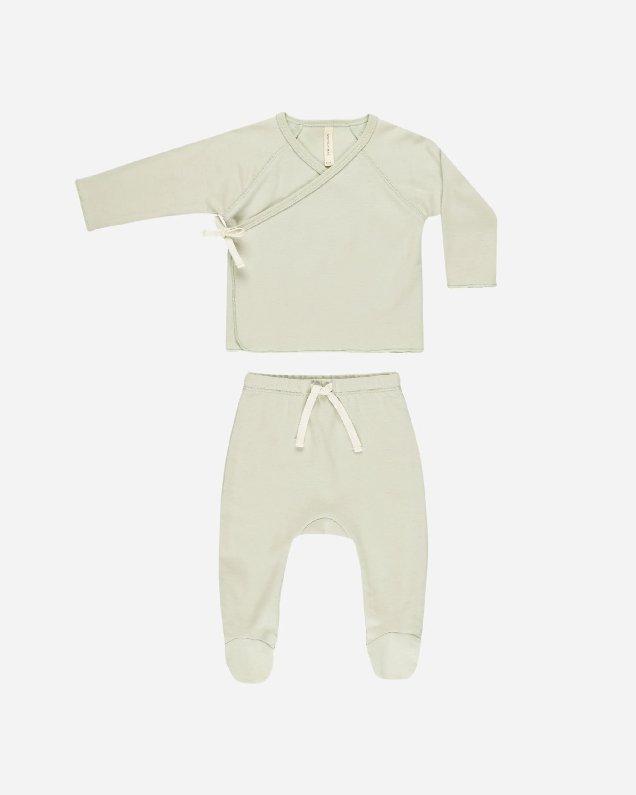 Wrap Top + Footed Pant Set || Mint | Rylee + Cru