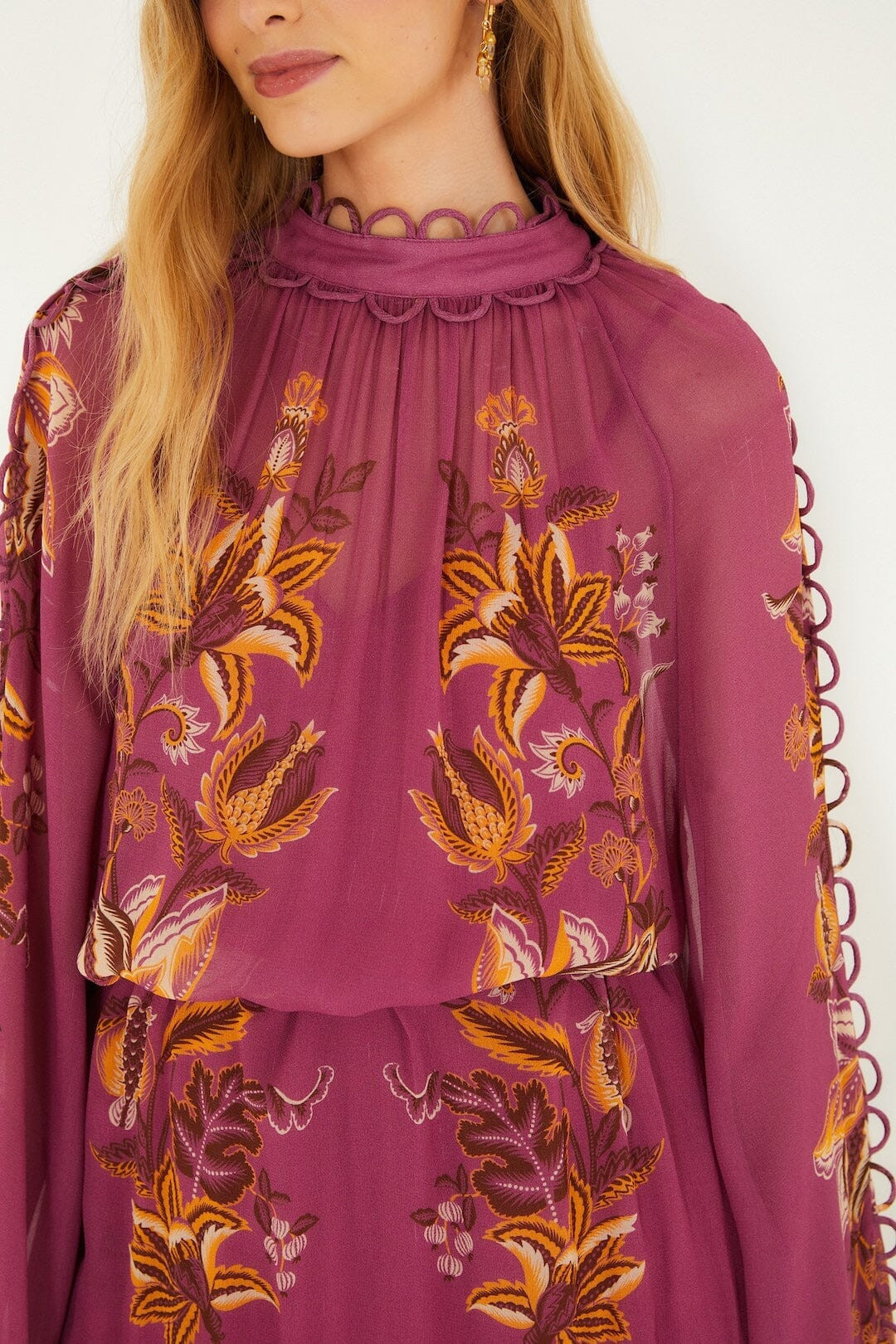 Pink Delicate Chintz Ruffled Mini Dress | FARM Rio | FarmRio (US)