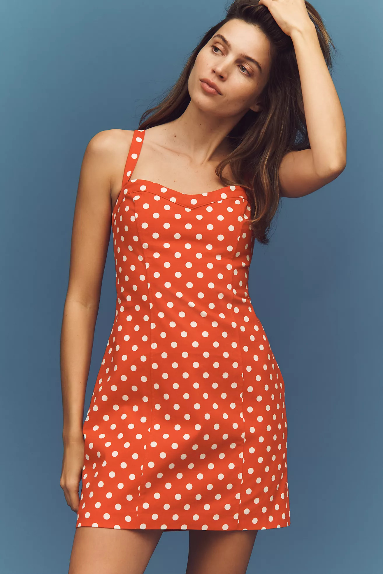 Maeve Sweetheart Polka Dot Mini Dress | Anthropologie (US)