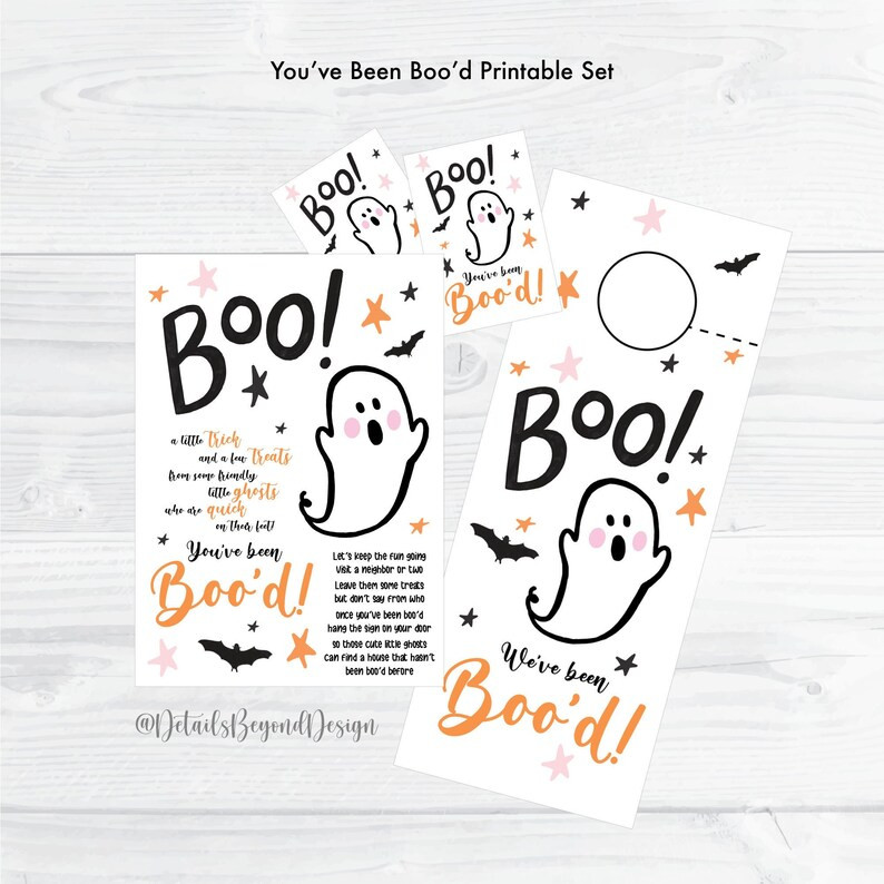 You've Been Boo'd Printable Set Halloween Trick or Treat Booed Card Door Hanger Treat Tag Neighbo... | Etsy (US)
