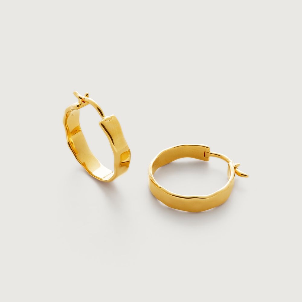 Gold Siren Muse Wave Small Hoop Earrings | Monica Vinader (Global)