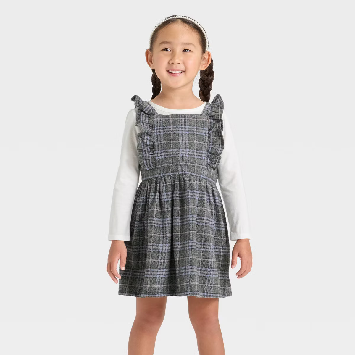 OshKosh B'gosh Toddler Girls' Plaid Skirtall Set - Gray/White | Target