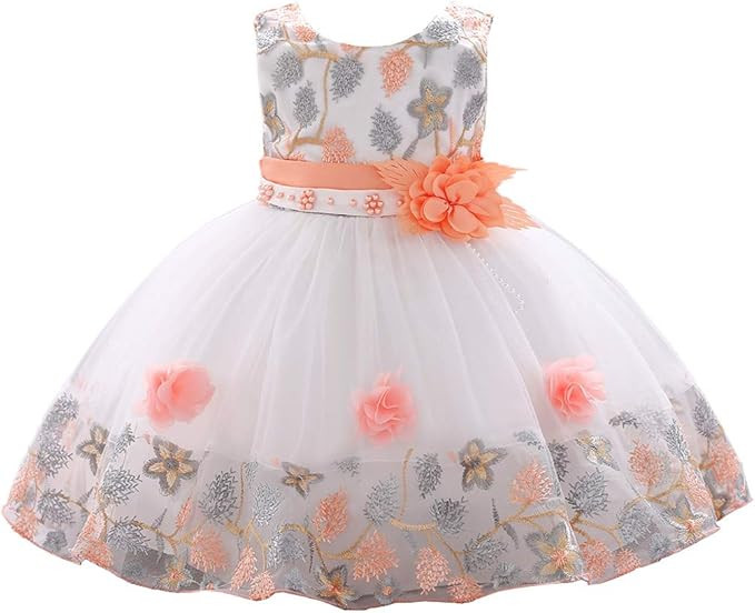KILO&METERS Embroidery 3D Flower Girl Dress Tulle Lace Formal Party Baby Dress 3M-9T | Amazon (US)