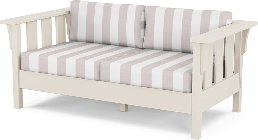Martha Stewart by POLYWOOD® Acadia Deep Seating Loveseat in Sand/Cabana Stripe Dune Burlap | Amazon (US)