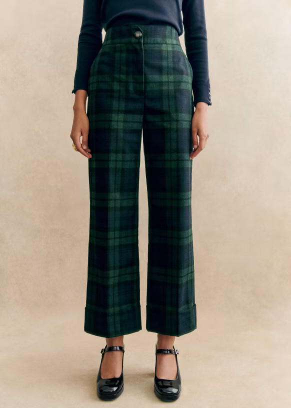 Damon Trousers - Navy Tartan - Sézane | Sezane Paris