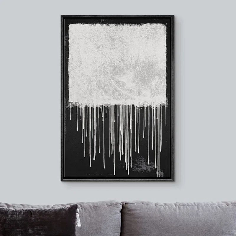 IDEA4WALL Framed Canvas Print Wall Art Black White Duotone Dripping Paint Landscape Abstract Shap... | Wayfair North America