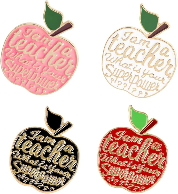 Enamel Red Apple with Rhinestone Teacher Gift for Christmas Enamel Fruit Style Brooch | Amazon (US)