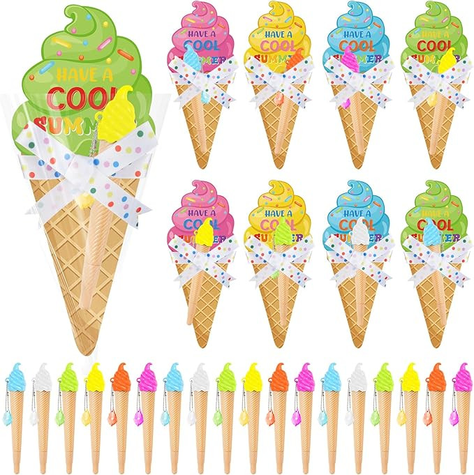24 Sets End of Year Student Gifts from Teacher, 24 Pcs Ice Cream Ballpoint Pens with Gift Cards W... | Amazon (US)