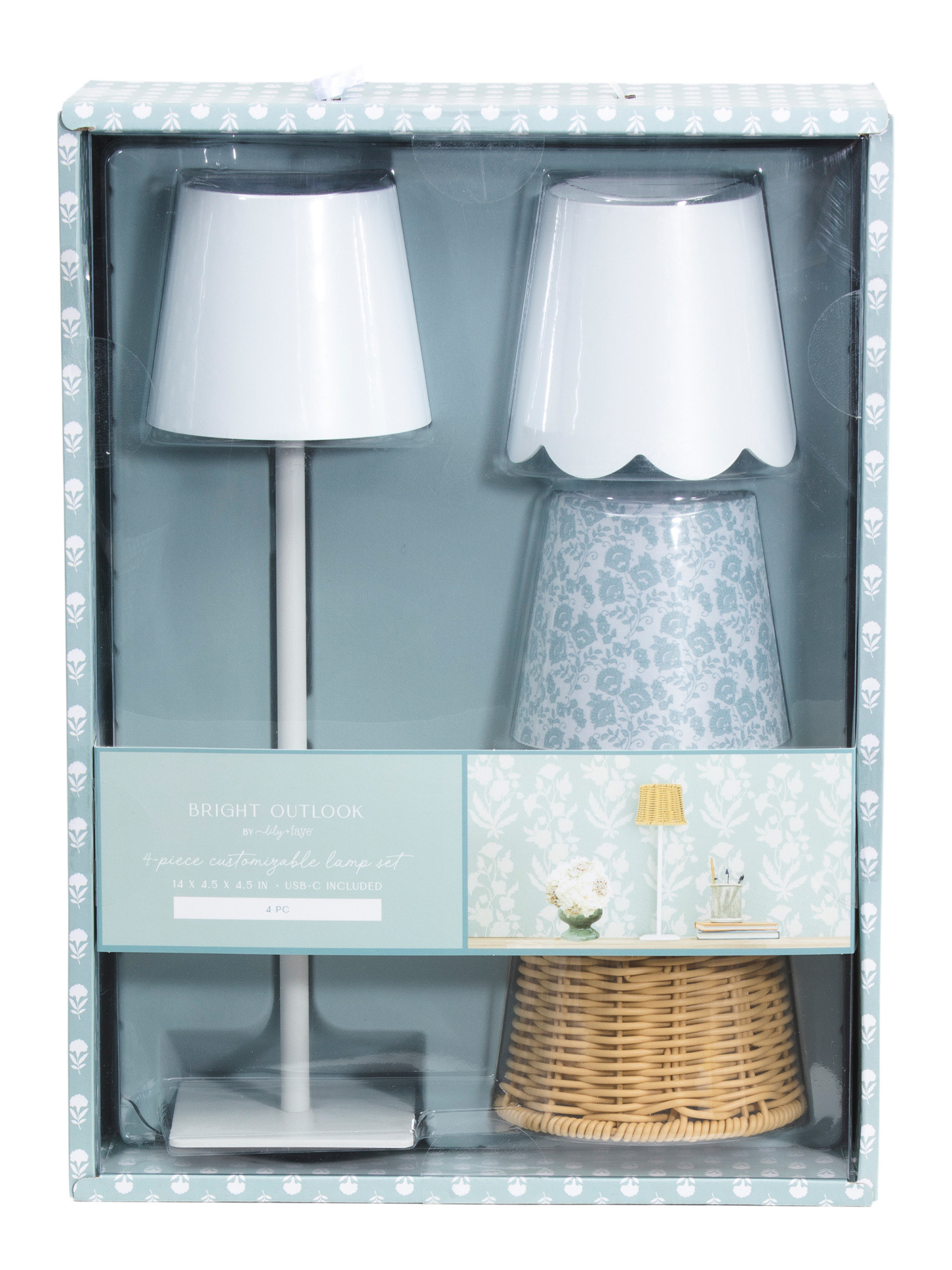 4pc 14in Rechargeable Touch Light With Interchangeable Shades | TJ Maxx