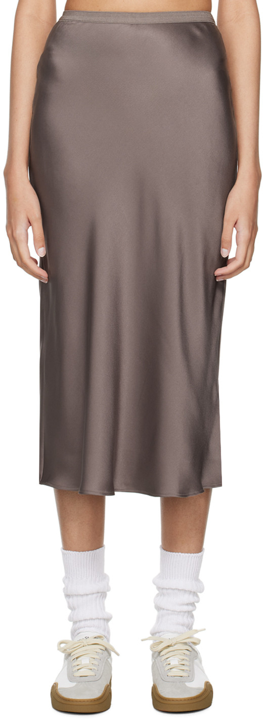 ANINE BING Brown Bar Silk Skirt | SSENSE