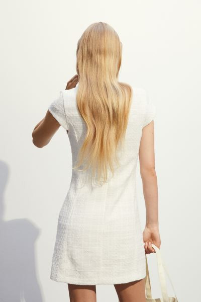 Bouclé dress - White - Ladies | H&M GB | H&M (UK, MY, IN, SG, PH, TW, HK)