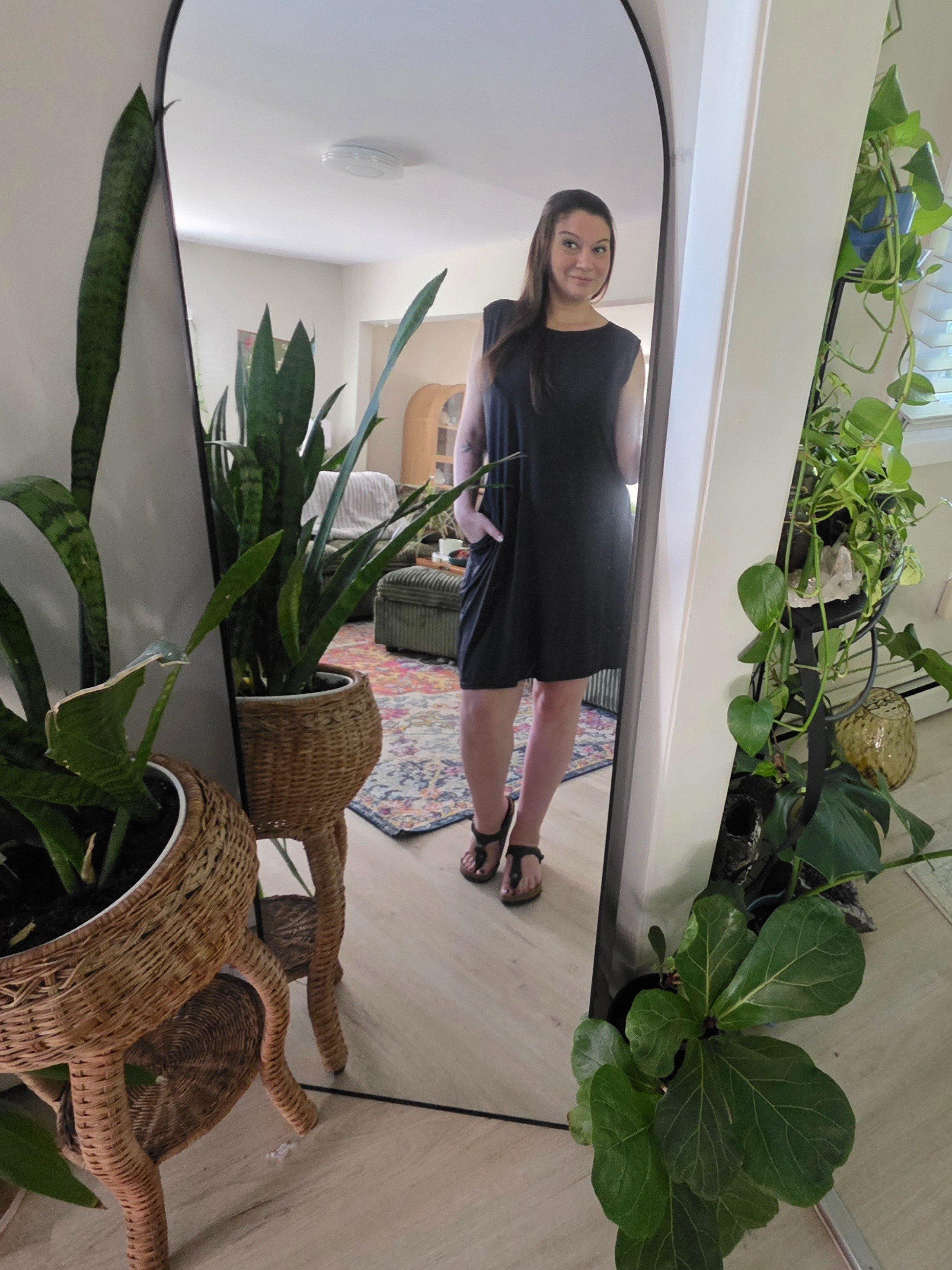 Remember that $3 dress?? Well, if you don't, it's ok because here it is! I got two this one and of course an olive green one.  If you're new here plants and the color green are two of my favorite things.  Back to the dress the black and the green are two different materials and quality.. weird right but I mean it was $6 total.  The black is better by far the green I will wear as a bathing suit cover up because it is a very thin material and Well No. 😆 Look it has pockets!! It's cute.. It's comfy (it is not cotton but I am ok with that for an easy summer day)  annnnnd it was $3.00!! Thanks Walmart for this find ✔️🔗👇

#LTKdayinmylife #LTKgrwm #LTKOver40
