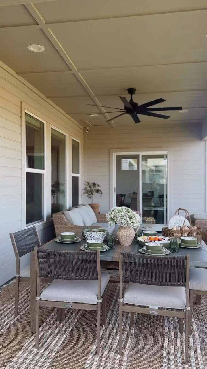 Never will be over this outdoor table from WALMART 😍 cannot wait to sit out here all season! And the new outdoor dishes?  Yes please! Setting us up all season long! 

#LTKSeasonal #LTKHome #LTKFindsUnder100