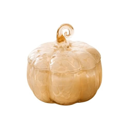 3 Wick Glass Pumpkin Jar Candle, Reusable Jar with Lid，Beige | Amazon (US)