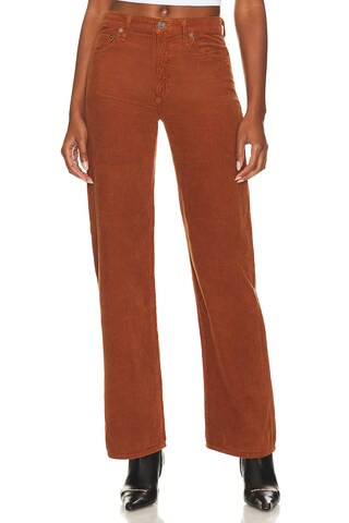 AGOLDE Harper Mid Rise Wide Straight in Saddle Corduroy from Revolve.com | Revolve Clothing (Global)