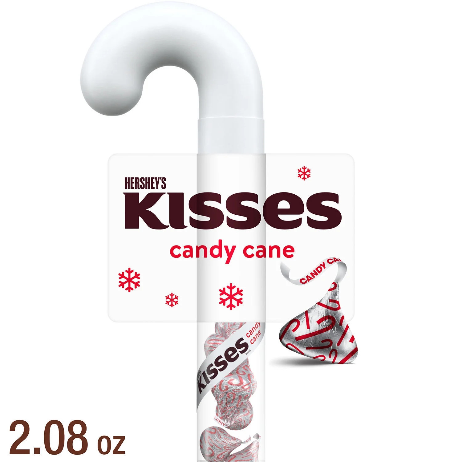 Hershey's Kisses Candy Cane Flavored Christmas Candy, Plastic Cane 2.08 oz | Walmart (US)