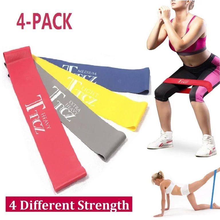 TSV 4Pcs Resistance Exercise Bands, Exercise Yoga Fitness Bands with Different Strength, Safety F... | Walmart (US)