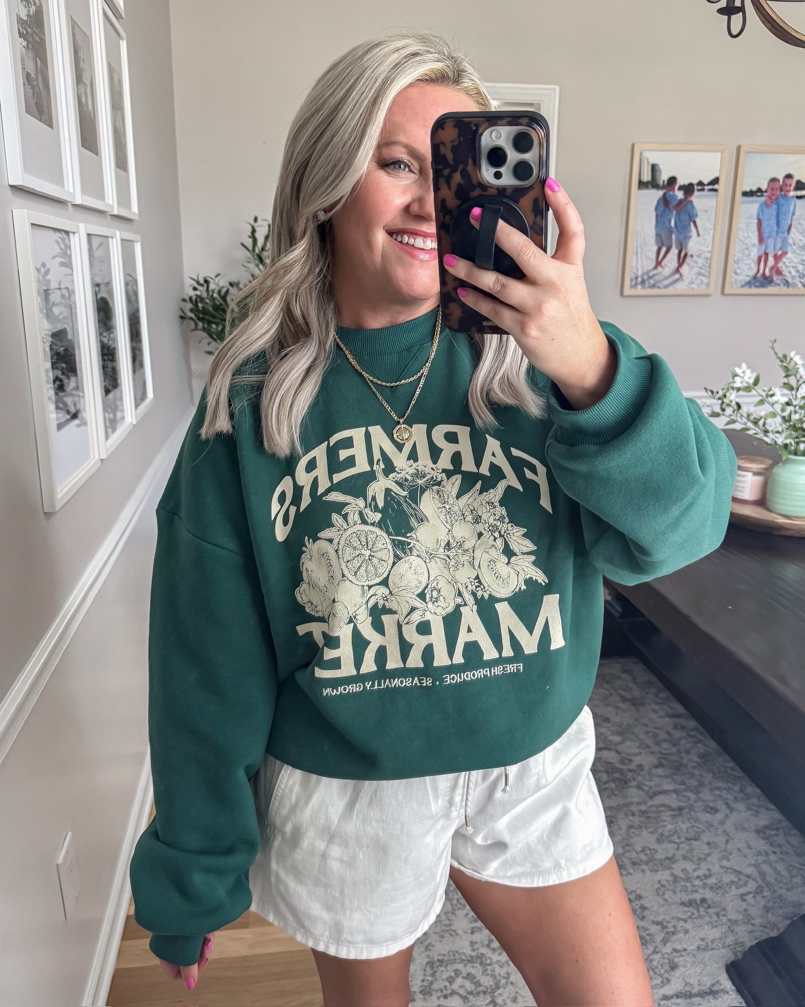 This green graphic sweatshirt paired with white linen shorts is such an easy spring outfit. It is the perfect mix of cozy and lightweight, making it great for cooler mornings, errands, or casual days.

Wearing size small.

spring outfit ideas graphic sweatshirt outfit linen shorts outfit casual spring outfit comfy chic outfit everyday style relaxed outfit womens spring fashion effortless outfit lovelylifestyling

#LTKootd #LTKmomlife #LTKSeasonal