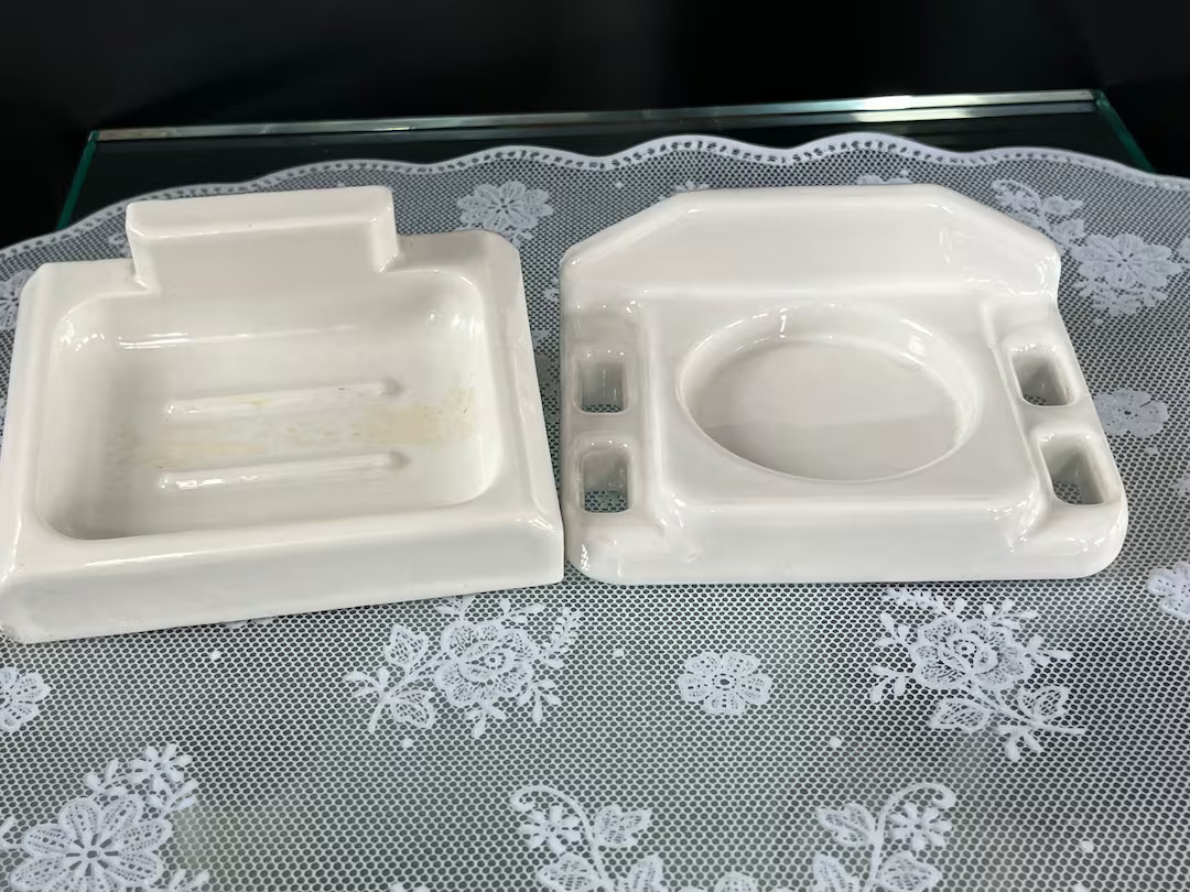 Tooth Brush And Cup Holder Soap Holder Vintage 1960’s  Porcelain Bathroom Decor | Etsy (US)