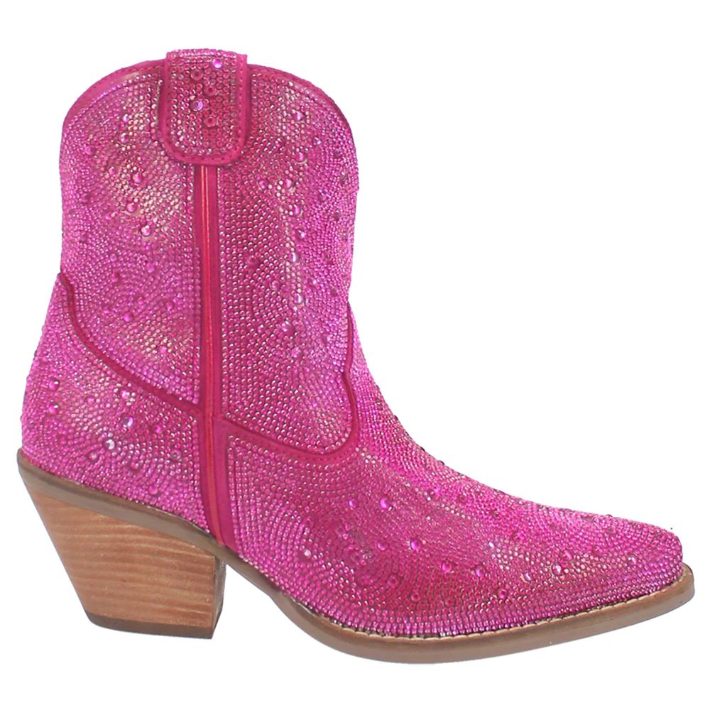 Shop Pink Womens Dingo Rhinestone Cowgirl Round Toe Cowboy Booties | Shoebacca