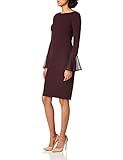 Calvin Klein womens Solid Sheath With Chiffon Bell Sleeves Dress | Amazon (US)