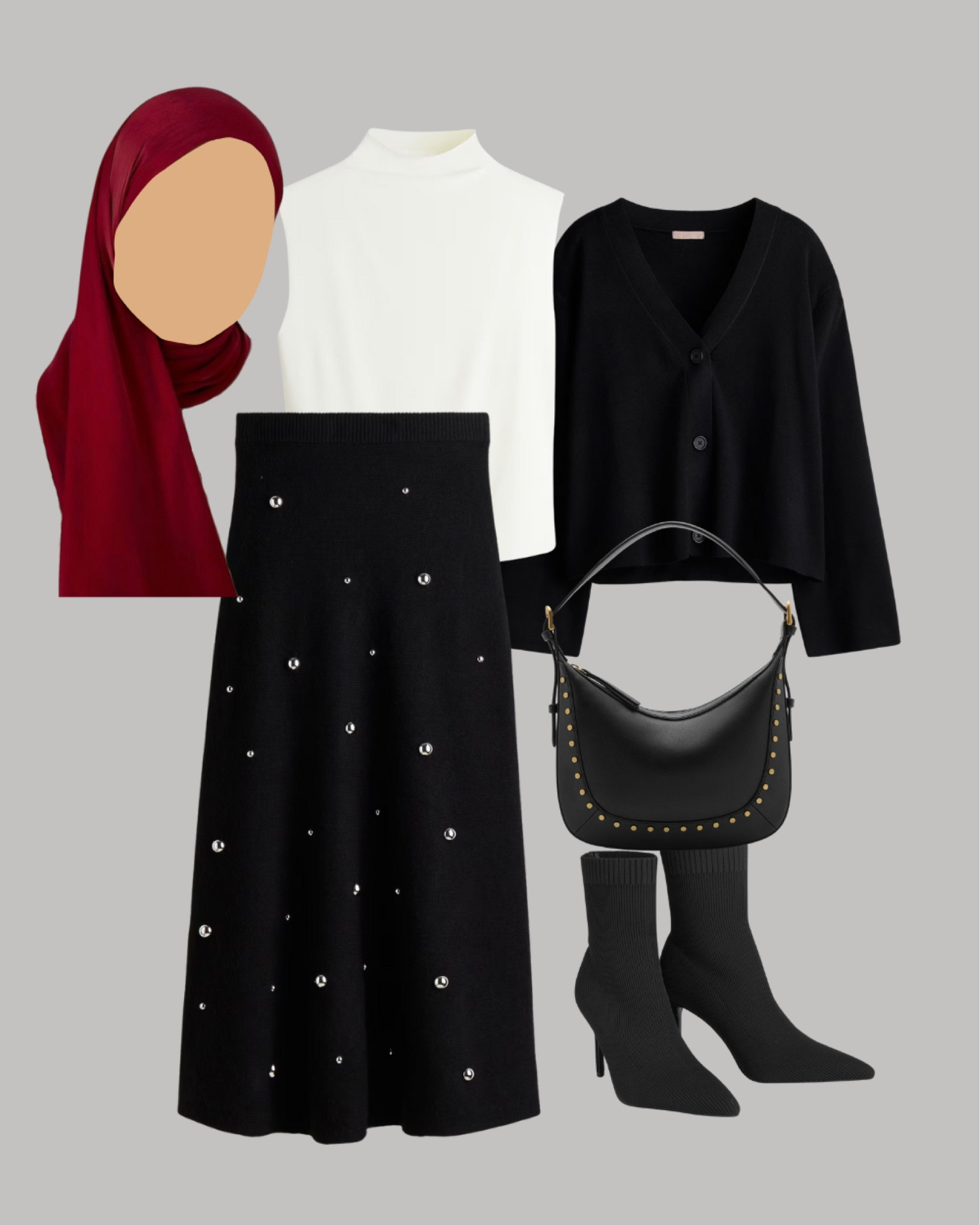 Classy chic fall-winter outfits inspired. Modest cozy hijab fashion idea