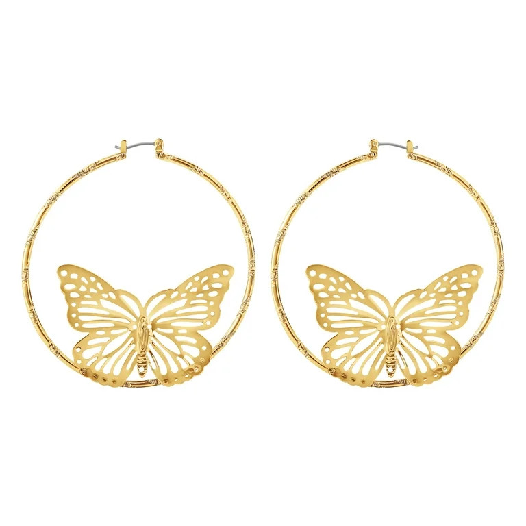 Jessica Simpson Women's Butterfly Hoop Earrings | Walmart (US)