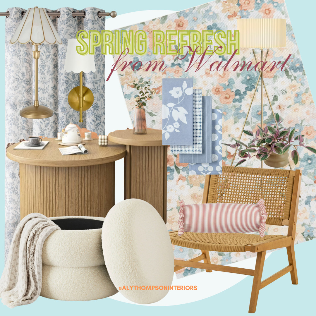 Spring Refresh | Spring Decor | Home Decor | Walmart | Walmart Finds | Accent Chair | Accent Lamp | Coffee Table | Storage Ottoman | Floral Area Rug | Floral Curtains | Wall Sconces | Floral Napkins | Spring Tablescape  

 #LTKSeasonal #LTKHome #LTKFindsUnder100