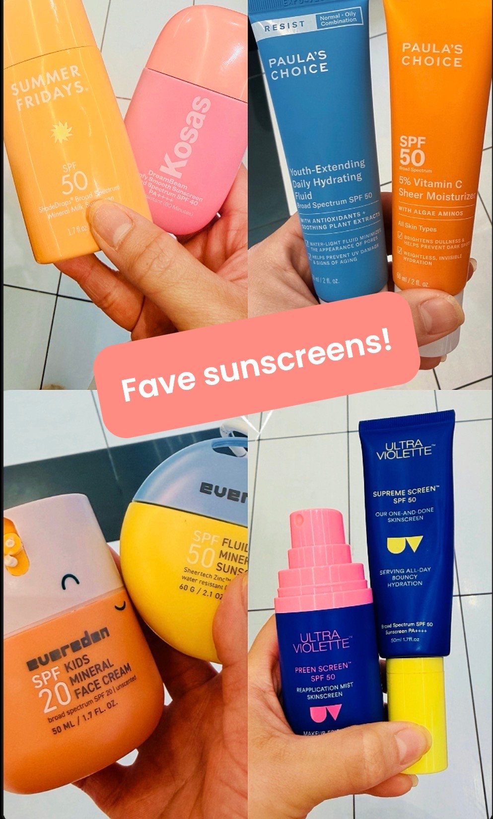 Sunscreen options for the sun worshippers!😉💕Protect your skin this season!😎☀️



#sunscreens #sunprotection #spf #beautyfaves @Sephora #suncare
#ultraviollette #kosas #paulaschoice #evereden #summerfridays

#LTKBeauty #LTKTravel #LTKSwim