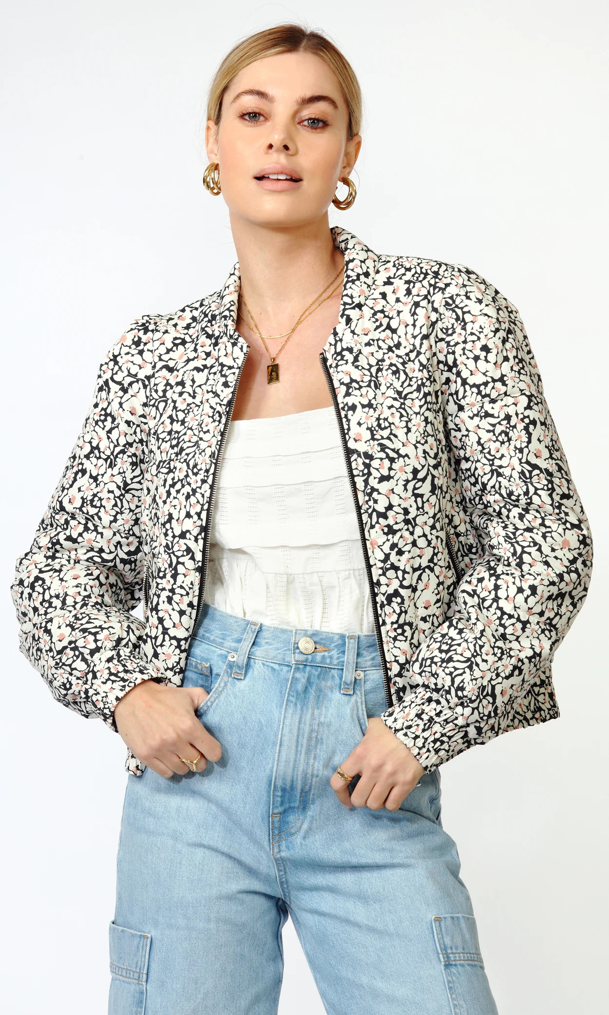 Gracie Puff Sleeve Bomber Jacket | Greylin Collection | Greylin Collection | Women's Luxury Fashion Clothing 